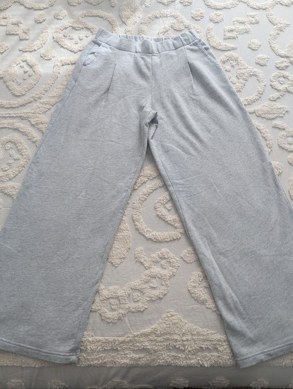 Aerie Wide Leg Pleated Trouser Slouchy  Sweatpants In Light Gray Size Medium NEW - Picture 4 of 7